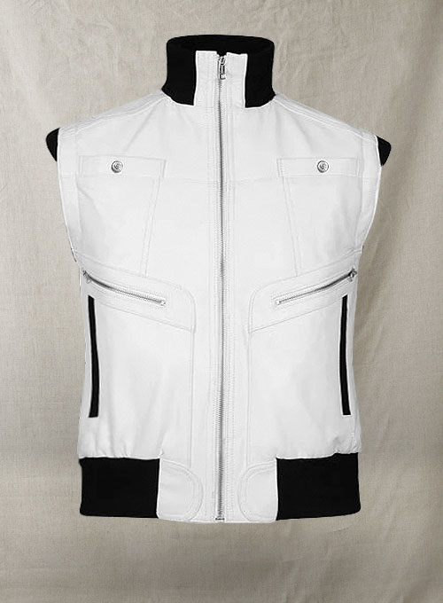 (image for) White Leather Biker Vest # 314