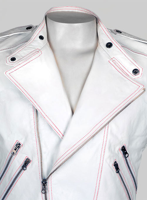 (image for) White Leather Biker Vest # 313